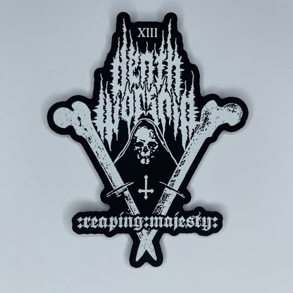 Image of Death Worship - :REAPING:MAJESTY: Carved Faux Leather *SMALL* Patch
