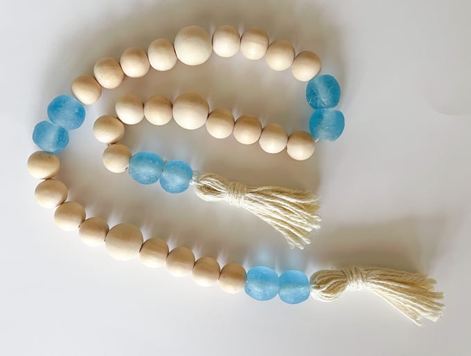 Image of Natural Wood + Blue Seaglass