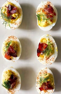 Image 1 of Deviled Eggs (48): Traditional Style, Deviled Eggs w/bacon or Deviled Eggs w/Shrimp 