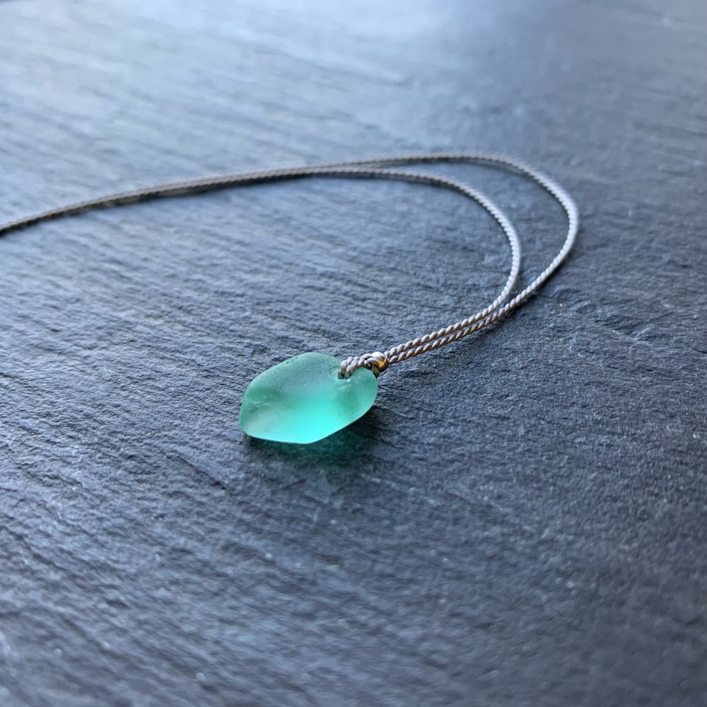 Image of Tiny aqua sea glass necklace or bracelet