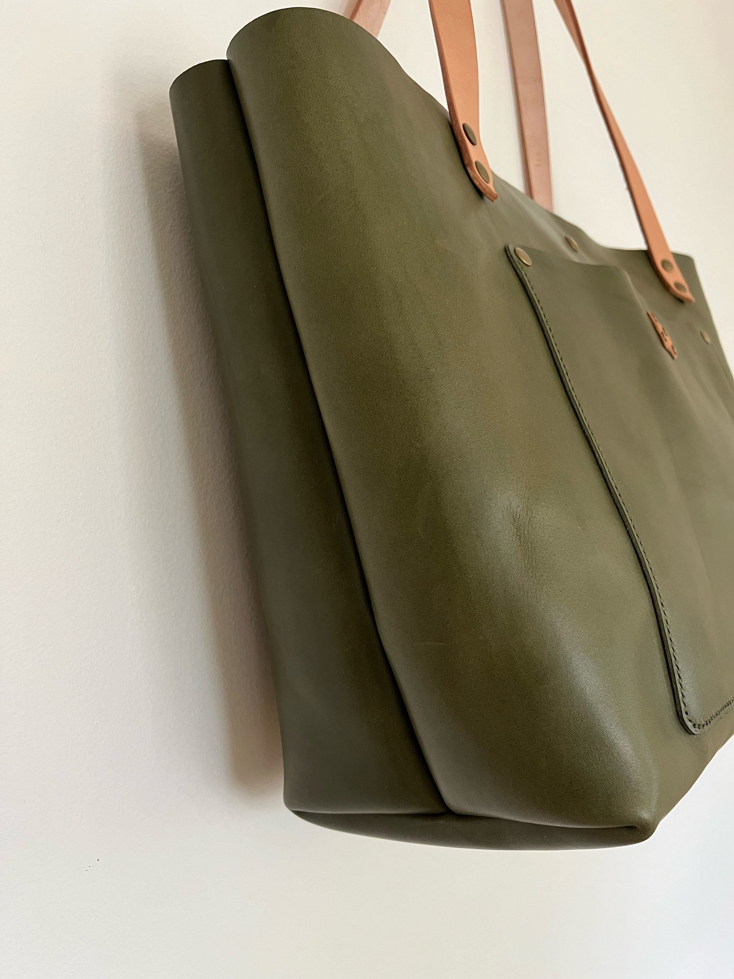 Image of Olive Green Italian Vachetta Carry-all Tote