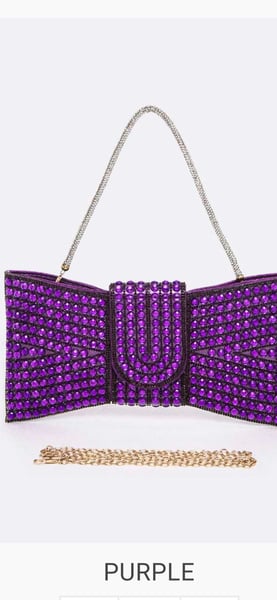 Image of Purple stone bow tie clutch 