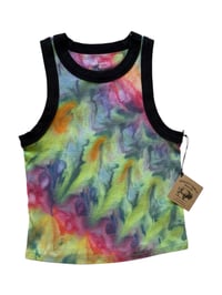 Image 5 of M Ladies Fitted Knit Contrast Tank in Euphoria Watercolor Ice Dye