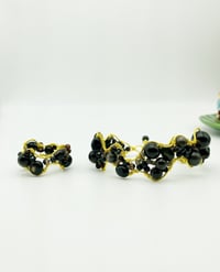 Image 5 of Obsidian & Onyx Wavy Wired Handmade gemstone bangle