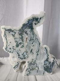 Image 4 of 4.7lb Moss Agate Crystal Rough Edge Slab Dry Druzy