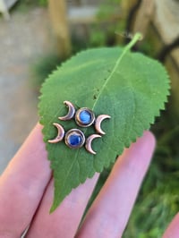 Image 1 of Electroformed Triple Moon kyanite stud earrings 02