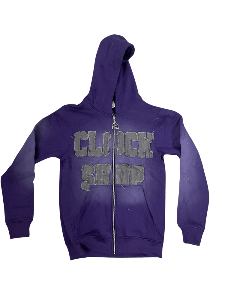 Image of Purple Distressed Reconstructed Hoodie in Zipup