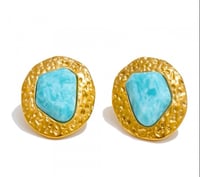 Image 2 of TIA Natural Amazonite 18ct Gold Plated Earrings