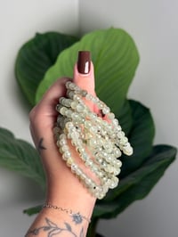 Image 1 of FACETED PREHNITE WITH EPIDOTE BEADED BRACELETS 5-6MM