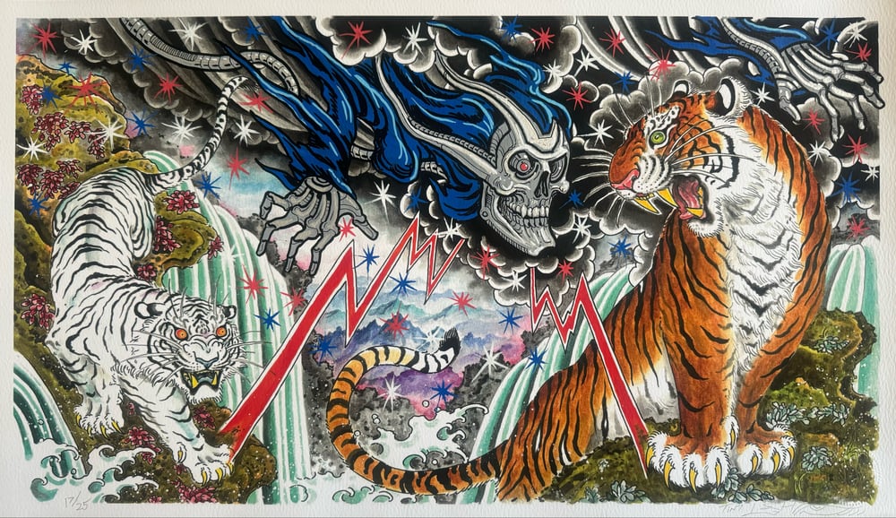 Image of Tim Lehi Hand Embellished "Tiger Book Cover" Giclée Print Signed & Numbered 17/25