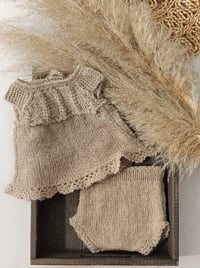 Image 2 of Knitted baby set for photoshoots - 0-1 month - Cindy - neutral beige
