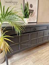 Image 2 of Stunning Mid Century Nathan Long Sideboard in Dark Grey with Black Handles