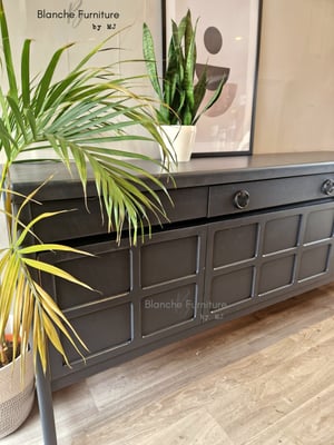 Image of Stunning Mid Century Nathan Long Sideboard in Dark Grey with Black Handles