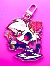 Image 1 of Angel Dust Chibi Birthday 2.0 Keychain