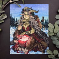 Image 1 of Lady Krampus 2.0 Signed Watercolor Print 