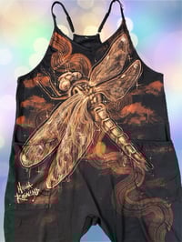 Image 3 of “DRAGONFLY” CUSTOM BLEACH PAINTED BAGGY ROMPER MEDIUM