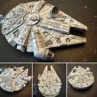 Image 3 of Star Wars X-Wing Millenium Falcon YT-1300 Freighter HAND PAINTED 14k 3D