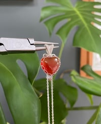 Image 1 of Silver Carnelian Heart Crystal  Necklace