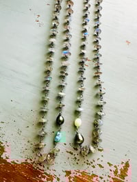 Image 15 of wire wrapped labradorite opal and Tahitian pearl necklace