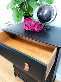 Image 3 of Stag Minstrel Chest Of Drawers  / Stag Tallboy painted in black with leather handles 