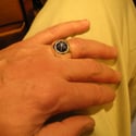 Mens Unique, Custom, Heavy Round Blue Star Sapphire Ring