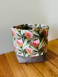 Image 3 of Storage Bag-Green shades with Protea Design