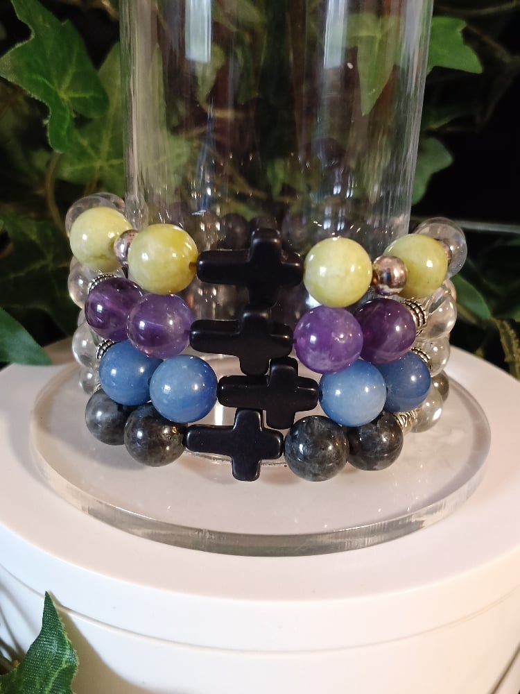 Image of (1pc) Gemstone Cross Beads 