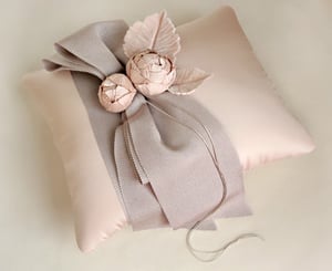 Image of Tailored Garden Ring Pillow in Pink and Taupe