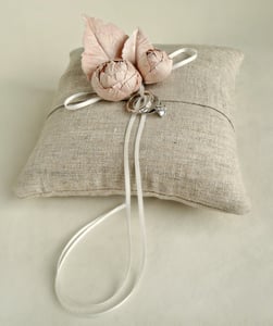 Image of Linen and Blooms Ring Bearer Pillow