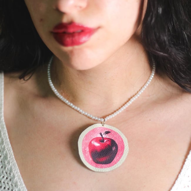 Surreal Opal & Pearl Apple Necklace