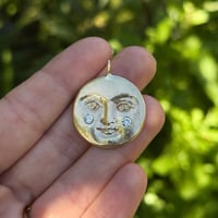 Image 2 of Made to order Diamond cheek Moon face pendant