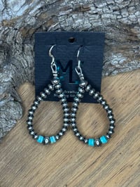 Image 2 of 4mm Sterling Silver Pearl Blue Kingman Teardrop Hoops