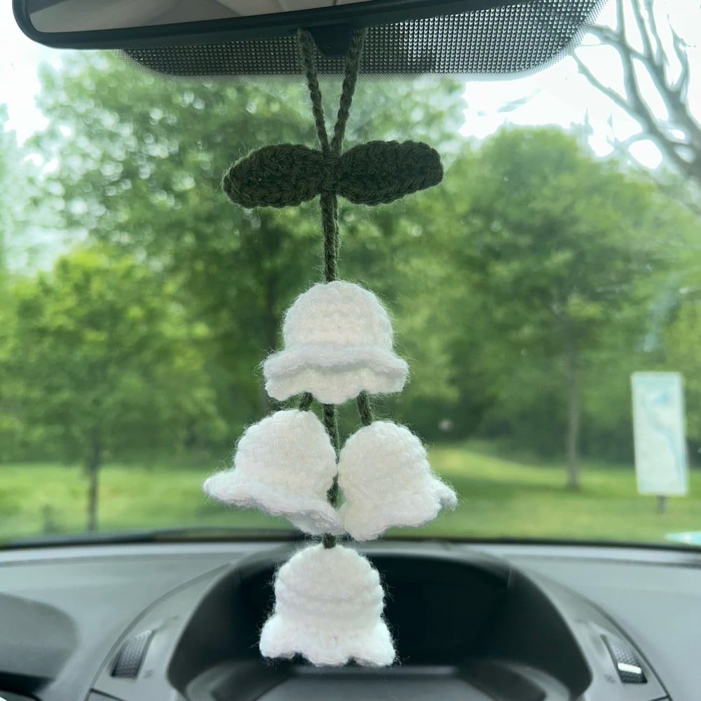 Image of lily of the valley car dangle