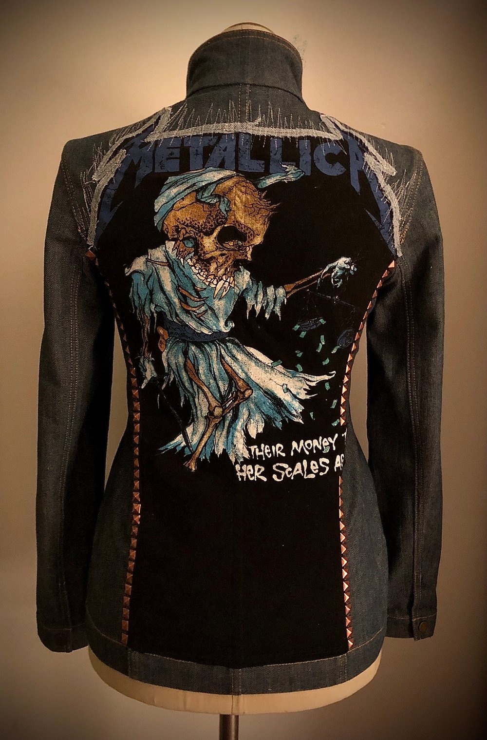 Upcycled  denim “METALLICA” zip up jacket