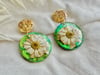 Droplet Earrings - Chamomile, Green Chameleon & Gold