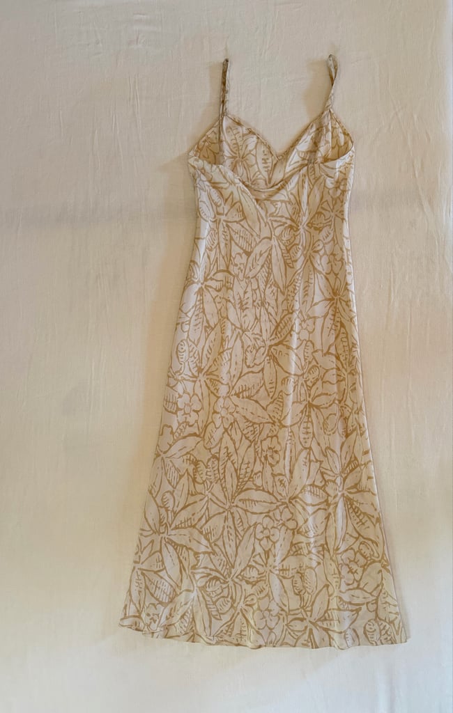 early 70s Halston silk dress and scarf floral leaf slipdress designer 