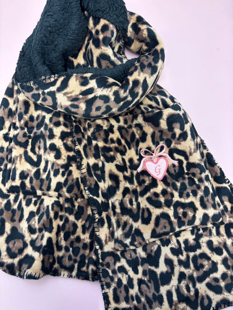 Image of Personalised Fleece embroidered pocket scarves 