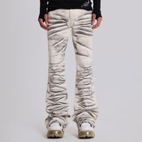 Image 1 of Y2K Arctic White Drift Flared Trumpet Jeans Retro Washed High Street Hip Hop Wide Leg Pants Gothic S