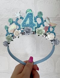 Image 5 of Blue mermaid birthday tiara crown 