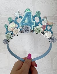 Image 5 of Blue mermaid birthday tiara crown