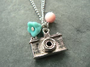 Image of Silver Camera Girl Charm Necklace