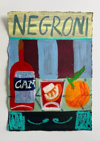 Negroni on claret, blue and teal