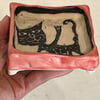 “Cat soap dish” original one of a kind porcelain dish