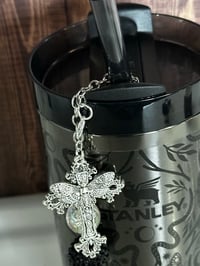 Image 2 of Black Gothic Glam Tumbler Straw Dangle