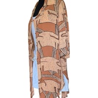Image 5 of Vintage 90s Tan and Brown Abstract Animal Print Tunic Top - Size L - Beverly Rose 