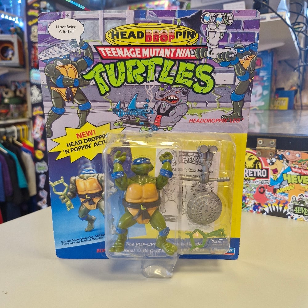 Image of Vintage Teenage Mutant Ninja Turtles Head Droppin’ Leonardo Figure – Playmates 1991