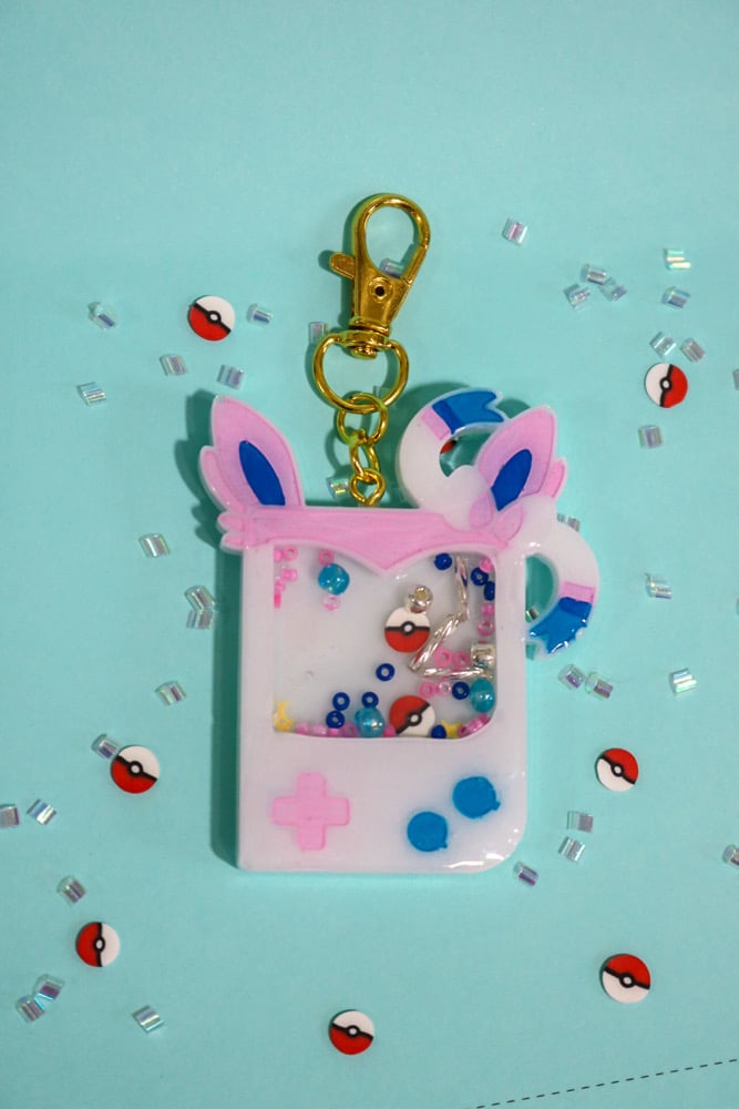 Image of Pink Poke Custom Resin Shaker Keychain