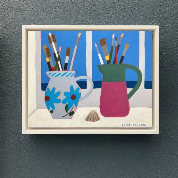 Image of Handmade Jugs in the Studio Window