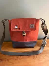 Image 4 of Fabric Shoulder Bag - Sheep on Rust Cotton Linen