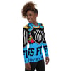 BOSSFITTED Deep Sky Blue AOP Women's Long Sleeve Compression Shirt